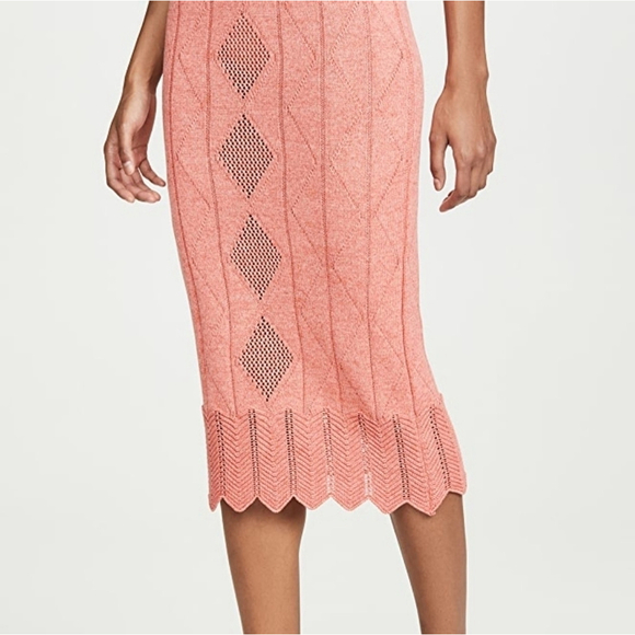 Revolve NWOT Victor Glemaud Pointelle Short Sleeve Top and Skirt Set in orange - Picture 6 of 16